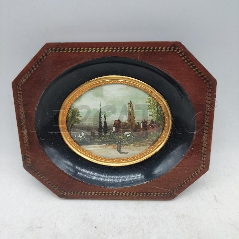 QUADRETTO VECCHIO DIPINTO PAESAGGIO CORNICE LEGNO  | Mercatino dell'Usato Domodossola 4
