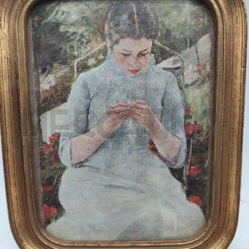 QUADRETTO VECCHIO DONNA CORNICE DORATA  | Mercatino dell'Usato Domodossola 2