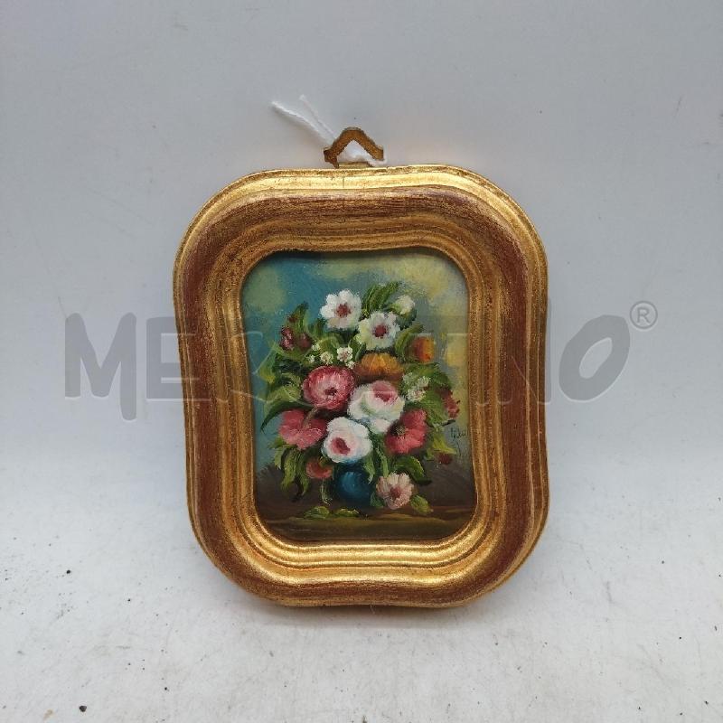 QUADRETTO VECCHIO FIORI CORNICE DORATA  | Mercatino dell'Usato Domodossola 1