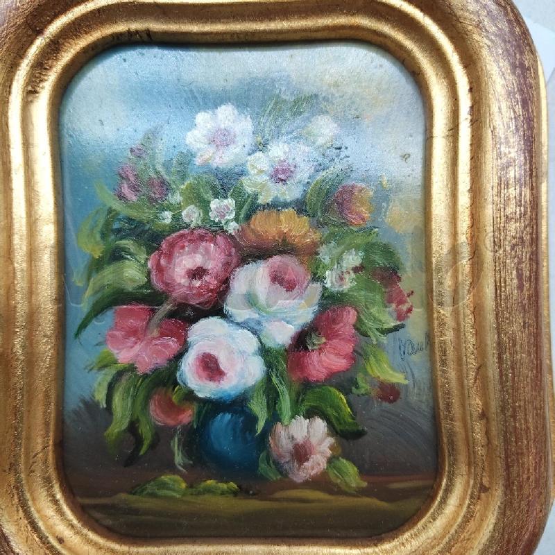 QUADRETTO VECCHIO FIORI CORNICE DORATA  | Mercatino dell'Usato Domodossola 2