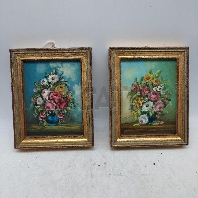 QUADRETTO VECCHIO FIORI CORNICE DORATA RETTANGOLARE  | Mercatino dell'Usato Domodossola 1