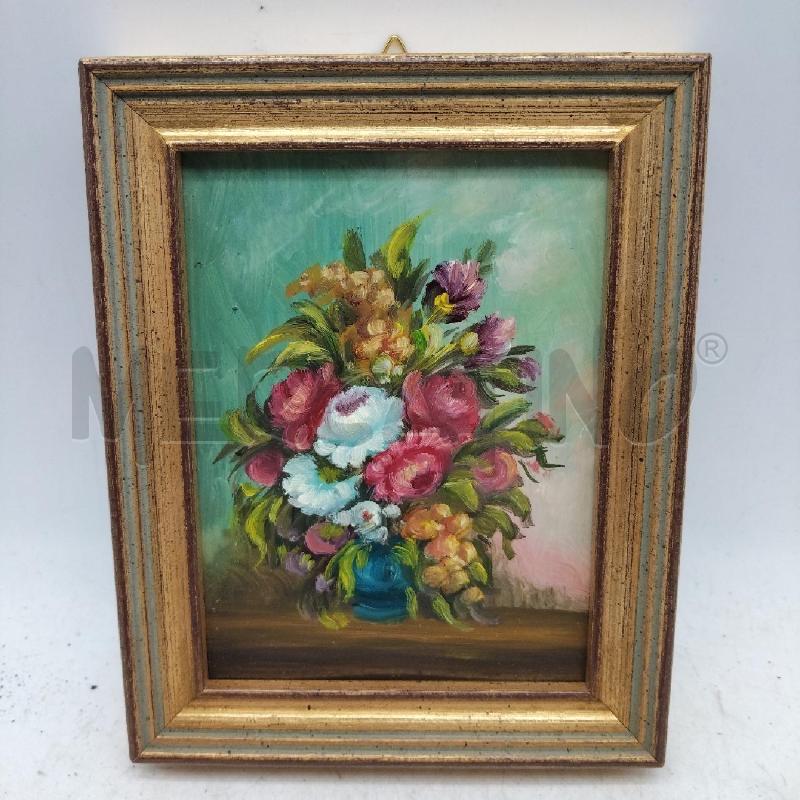 QUADRETTO VECCHIO FIORI CORNICE RETTANGOLARE FIORATA  | Mercatino dell'Usato Domodossola 1