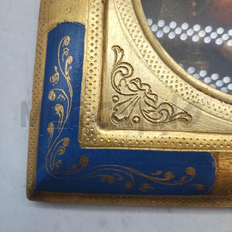 QUADRETTO VECCHIO IMMAGINE DONNA CON  BAMBINO CORNICE DORATA BLU  | Mercatino dell'Usato Domodossola 2