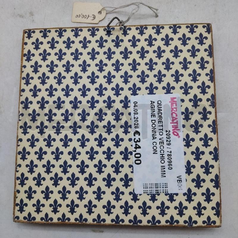 QUADRETTO VECCHIO IMMAGINE DONNA CON  BAMBINO CORNICE DORATA BLU  | Mercatino dell'Usato Domodossola 3