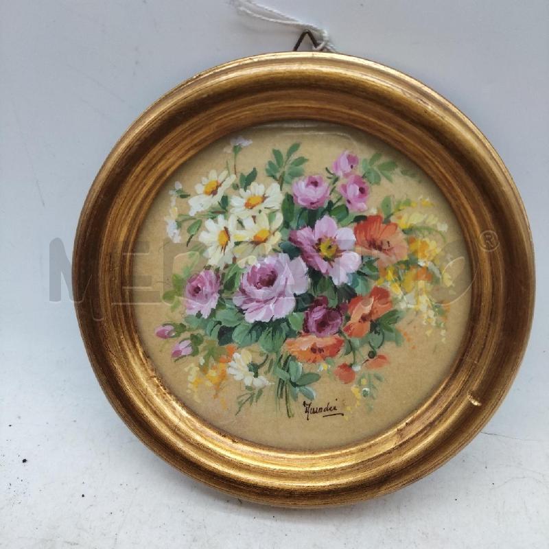 QUADRETTO VECCHIO ROTONDO FIORI CORNICE DORATA  | Mercatino dell'Usato Domodossola 1
