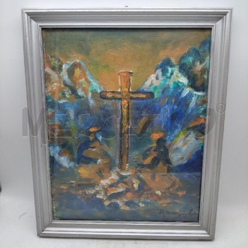 QUADRO A OLIO CROCE CON PERSONAGGI  | Mercatino dell'Usato Domodossola 1