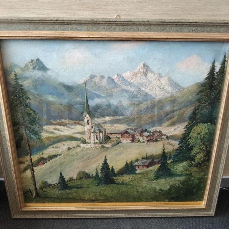QUADRO A OLIO PAESAGGIO MONTANO CON VILLAGGIO AUSTRIACO | Mercatino dell'Usato Domodossola 1