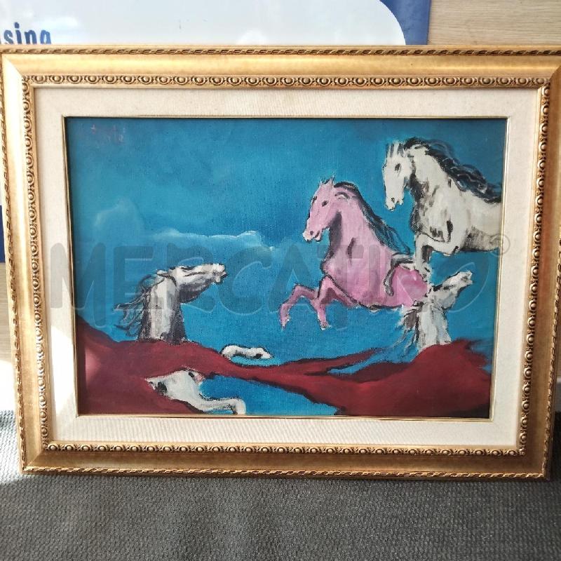QUADRO CAVALLI 1974 ANTONIO BERTE' 500X700 | Mercatino dell'Usato Domodossola 1