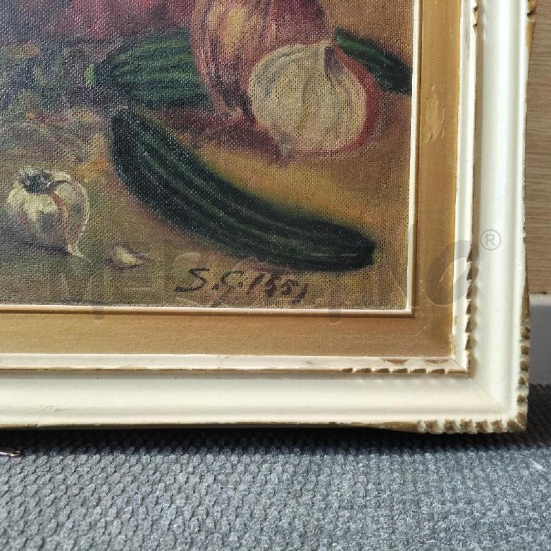QUADRO NATURA MORTA CON VERDURA CORNICE CHIARA | Mercatino dell'Usato Domodossola 3