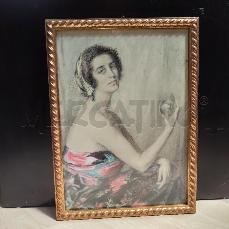QUADRO PASTELLI DONNA CON SFERA A.PAQUELIER-GAI | Mercatino dell'Usato Domodossola 1