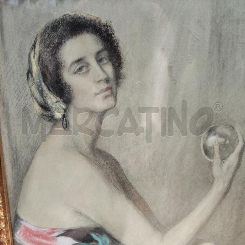 QUADRO PASTELLI DONNA CON SFERA A.PAQUELIER-GAI | Mercatino dell'Usato Domodossola 2