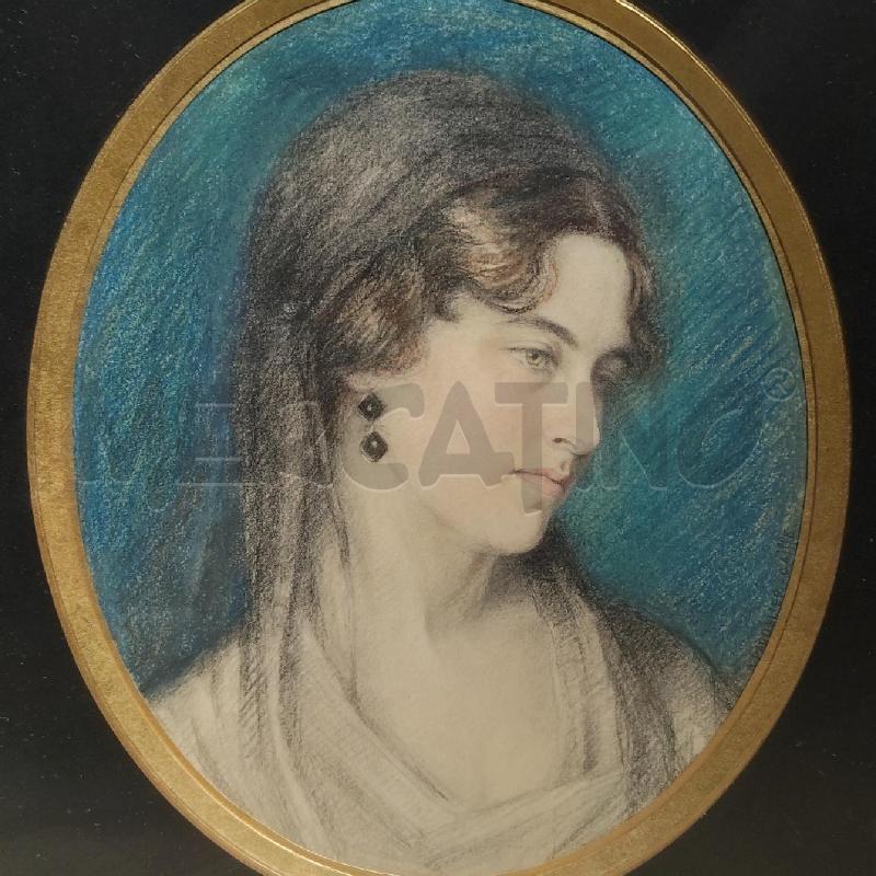 QUADRO PASTELLO DONNA CON ORECCHINO A.PA QUELIER-GAILLE | Mercatino dell'Usato Domodossola 2