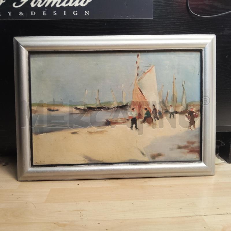 QUADRO SPIAGGIA CON BARCHE E UOMINI | Mercatino dell'Usato Domodossola 1
