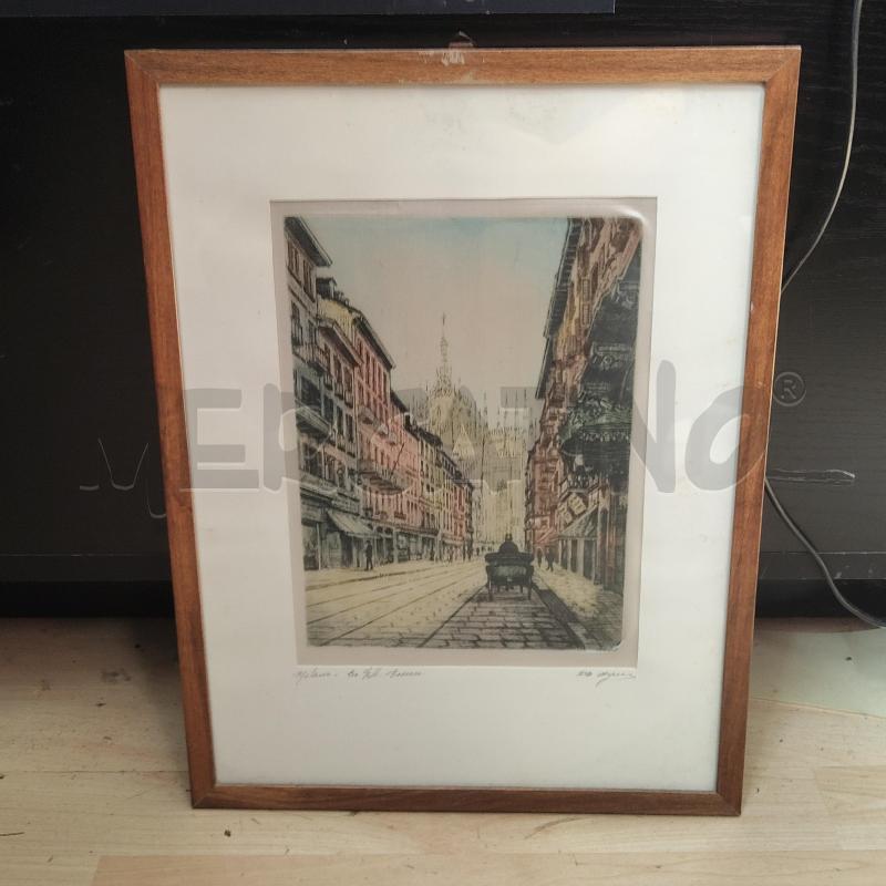 QUADRO STAMPA SU STOFFA VEDUTA MILANO | Mercatino dell'Usato Domodossola 1