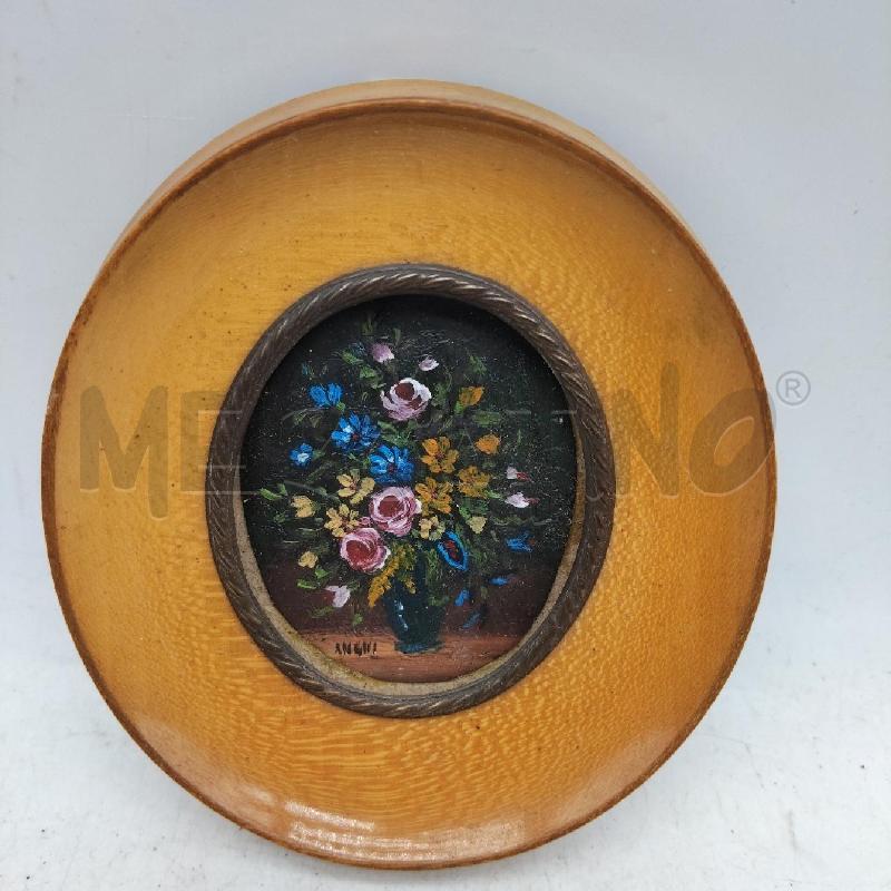 QUADRO VECCHIO OVALE FIORI CORNICE LEGNO  | Mercatino dell'Usato Domodossola 1