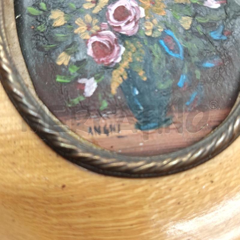 QUADRO VECCHIO OVALE FIORI CORNICE LEGNO  | Mercatino dell'Usato Domodossola 3