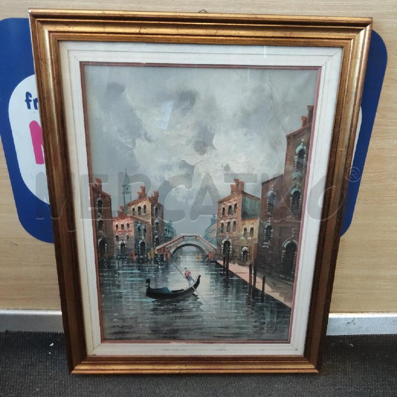 QUADRO VENEZIA GONDOLA CORNICE DORATA A. DE VITI 50*70 | Mercatino dell'Usato Domodossola 1