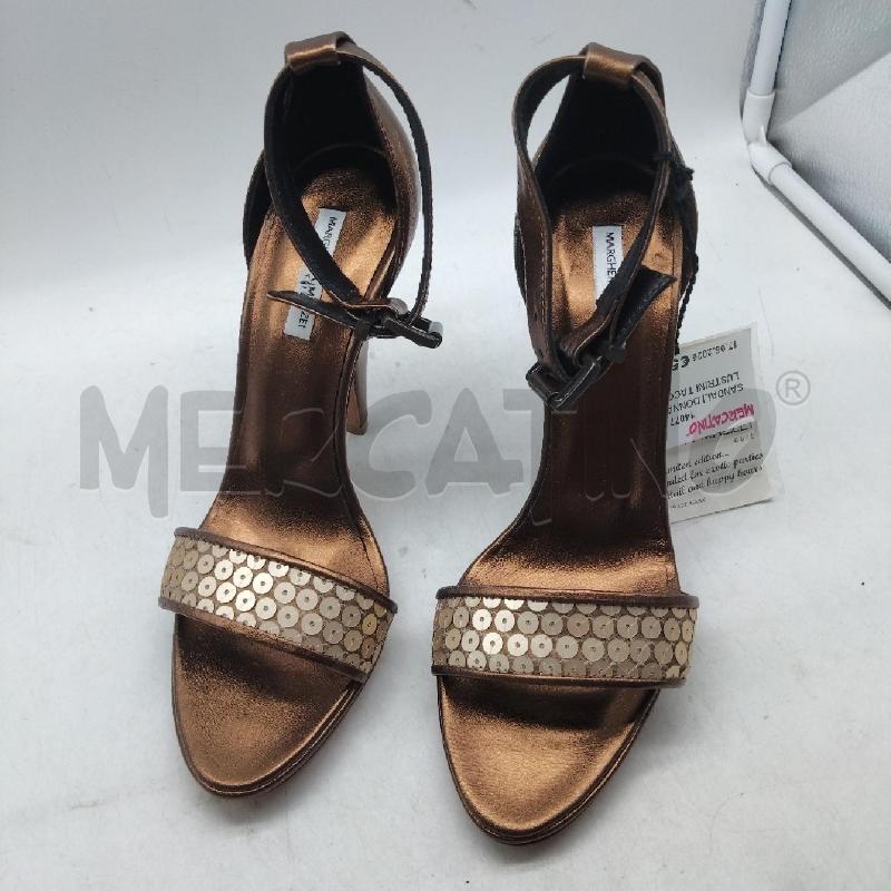 SANDALI DONNA MARRONI LUSTRINI TACCO MARGHERITA MAZZEI | Mercatino dell'Usato Domodossola 3
