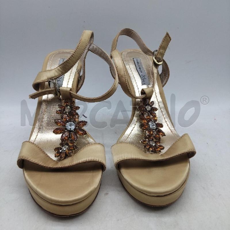 SANDALI DONNA TACCO DORATO FIORI PIETRE MARRRONI TOSCA BLU SHOES  | Mercatino dell'Usato Domodossola 2