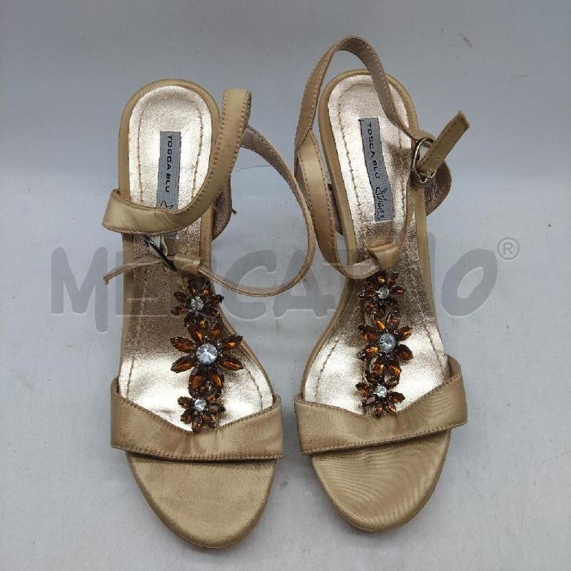SANDALI DONNA TACCO DORATO FIORI PIETRE MARRRONI TOSCA BLU SHOES  | Mercatino dell'Usato Domodossola 3