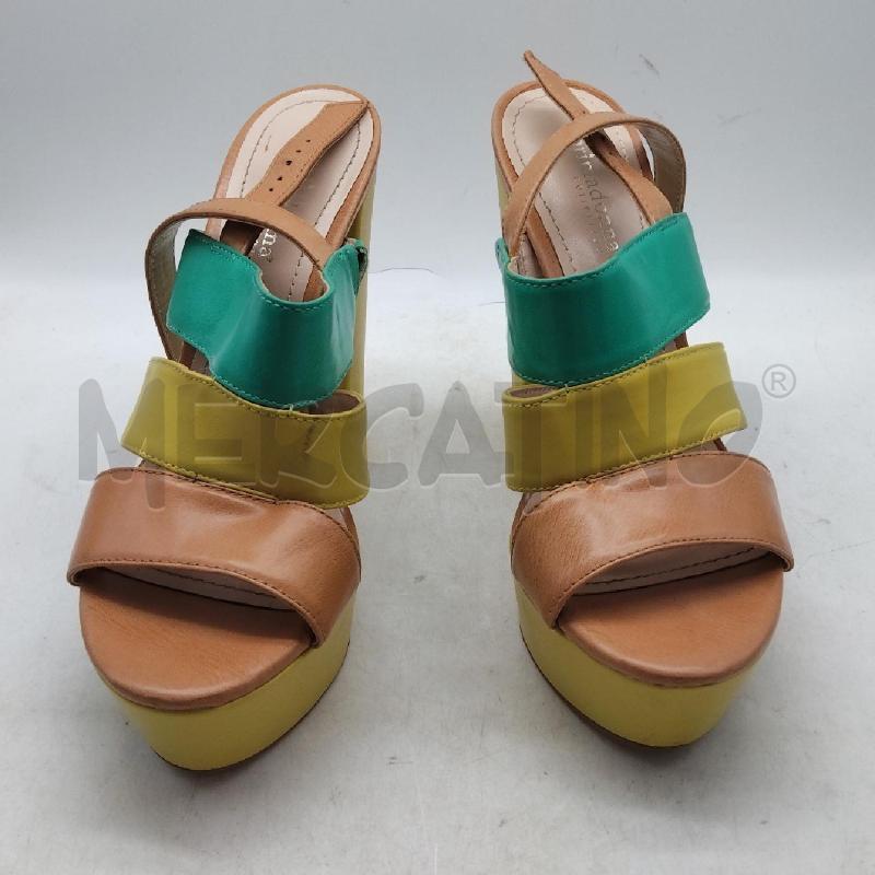 SANDALI DONNA TACCO VERDI MARRONE GIALLO PRIMADONNA | Mercatino dell'Usato Domodossola 3