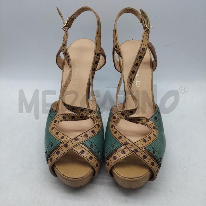 SANDALI DONNA VERDI BEIGE TACCO LELLA BALDI | Mercatino dell'Usato Domodossola 1