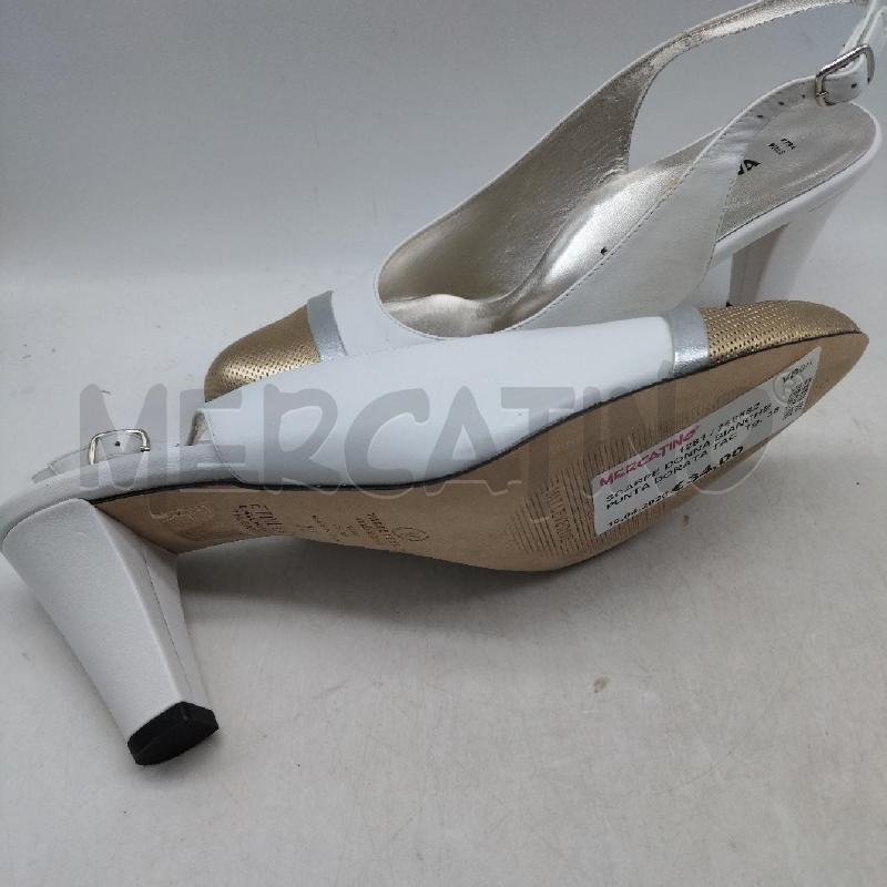 SCARPE DONNA BIANCHE PUNTA DORATA TACCO VALLE VERDE  | Mercatino dell'Usato Domodossola 4