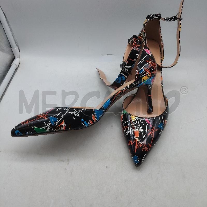 SCARPE DONNA NERE TACCO CUORI STELLE COLORATI | Mercatino dell'Usato Domodossola 1