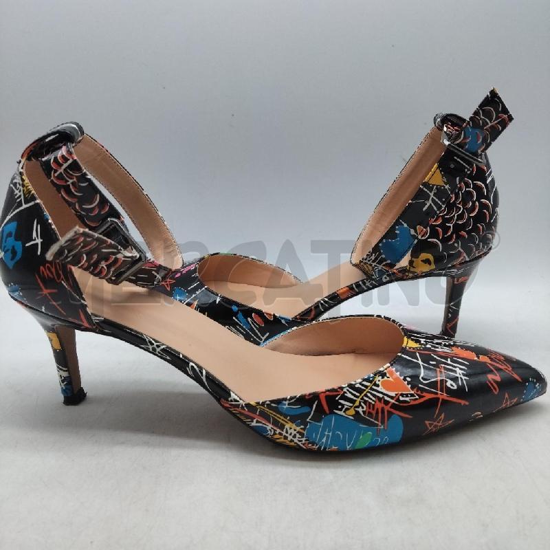 SCARPE DONNA NERE TACCO CUORI STELLE COLORATI | Mercatino dell'Usato Domodossola 3