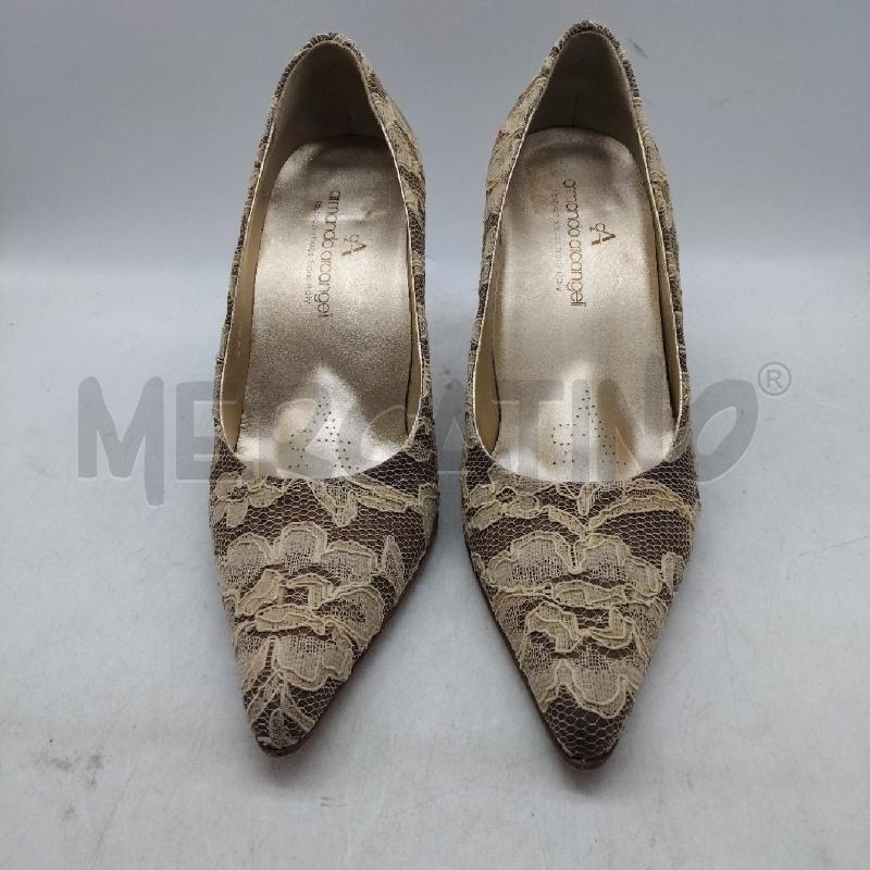 SCARPE DONNA TACCO PIZZO BIEGE MARRONE ARCANGELI | Mercatino dell'Usato Domodossola 1