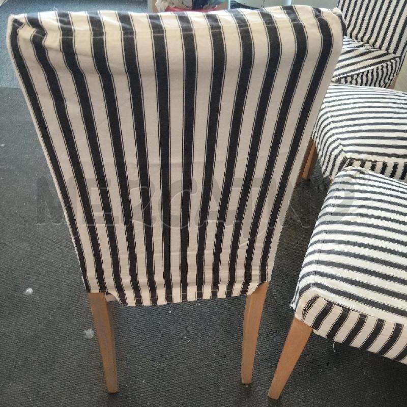 SEDIA SEDUTA STOFFA RIGHE BLU BIANCHE | Mercatino dell'Usato Domodossola 3
