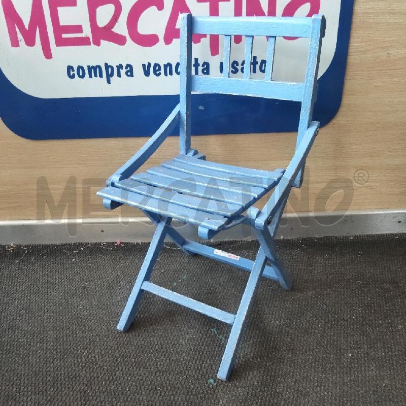 SEGGIOLINA LEGNO PIEGHEVOLE AZZURRA | Mercatino dell'Usato Domodossola 1