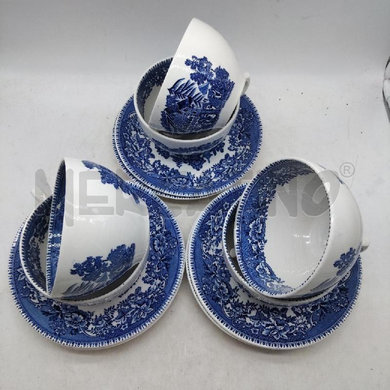 SERVIZIO TAZZE TE 6 PEZZI INGLESI DISEGNO BLU  | Mercatino dell'Usato Domodossola 3