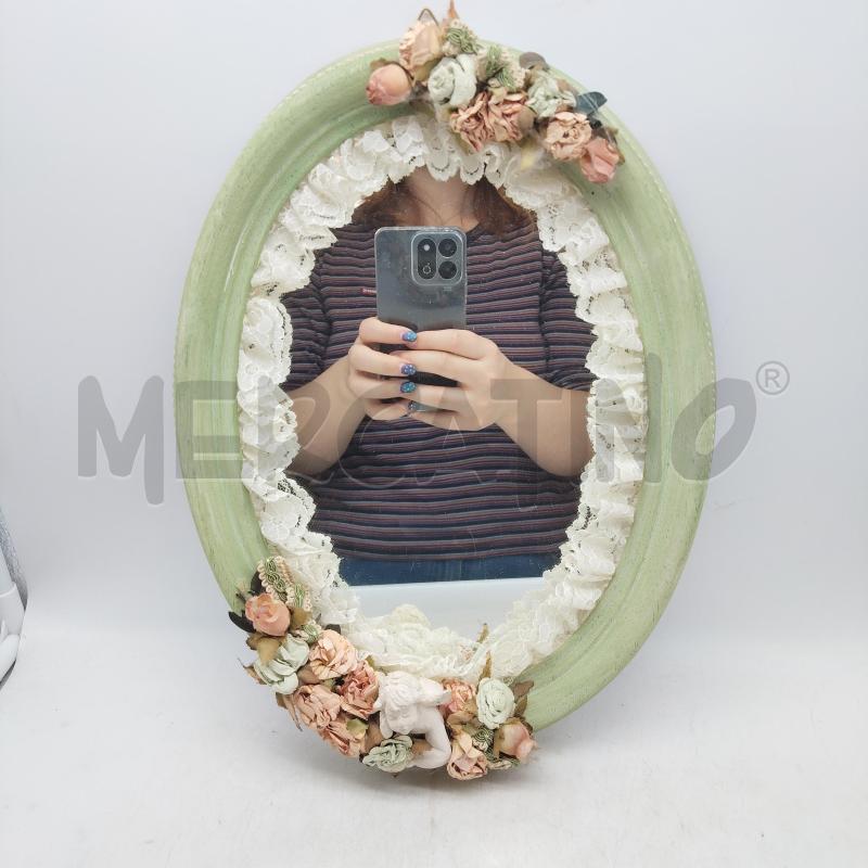SPECCHIO LEGNO VERDE PIZZO FIORI PUTTO | Mercatino dell'Usato Domodossola 1