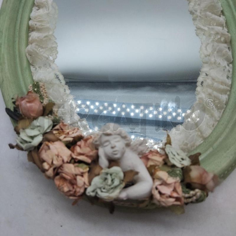 SPECCHIO LEGNO VERDE PIZZO FIORI PUTTO | Mercatino dell'Usato Domodossola 3