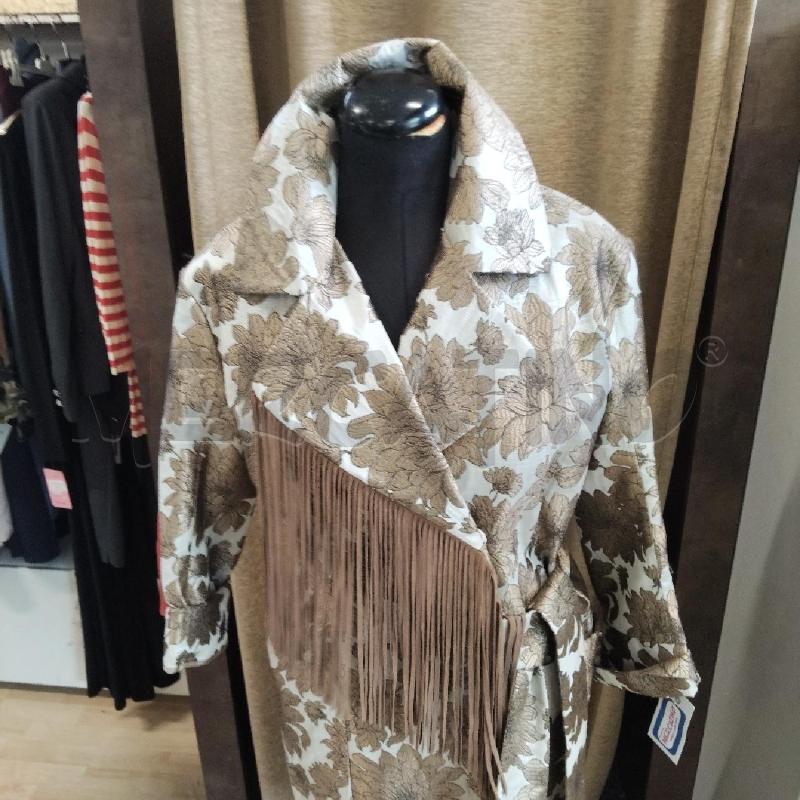 SPOLVERINO DONNA PANNA FIORI BEIGE FRANGE BAZAR | Mercatino dell'Usato Domodossola 2