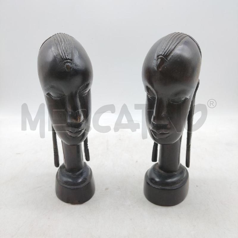STATUINE TESTA DI DONNA AFRICANA COPPIA | Mercatino dell'Usato Domodossola 2
