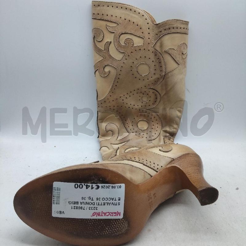 STIVALETTI DONNA BEIGE TACCO 36 | Mercatino dell'Usato Domodossola 2