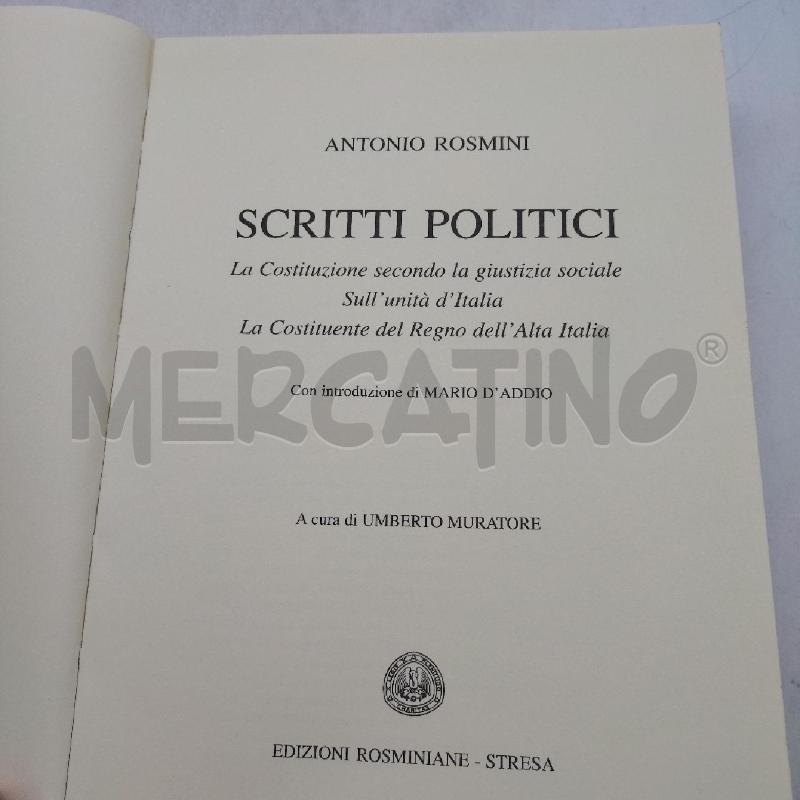 SXRITTI POLITICI ANTONIO ROSMINI | Mercatino dell'Usato Domodossola 2