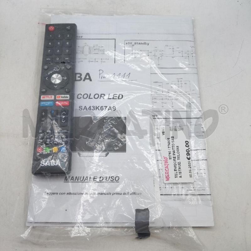 TELEVISORE PIATTO SABA ISTRUZ. TELCOM. | Mercatino dell'Usato Domodossola 3
