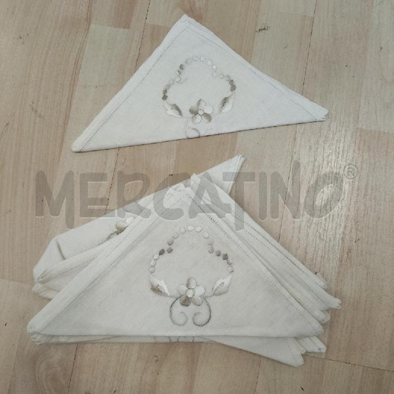 TOVAGLIA BIANCA RICAMO ECRU 12 TOVAGLIOLI | Mercatino dell'Usato Domodossola 3