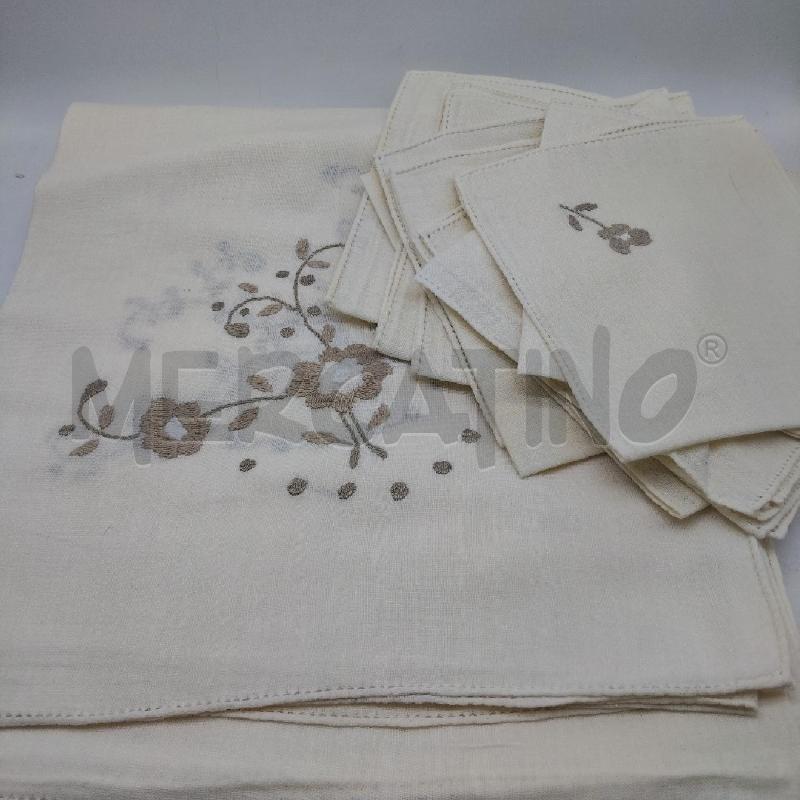 TOVAGLIA VINTAGE RIAMNO ECRU FIORI 12 TOVAGLIOLI | Mercatino dell'Usato Domodossola 1