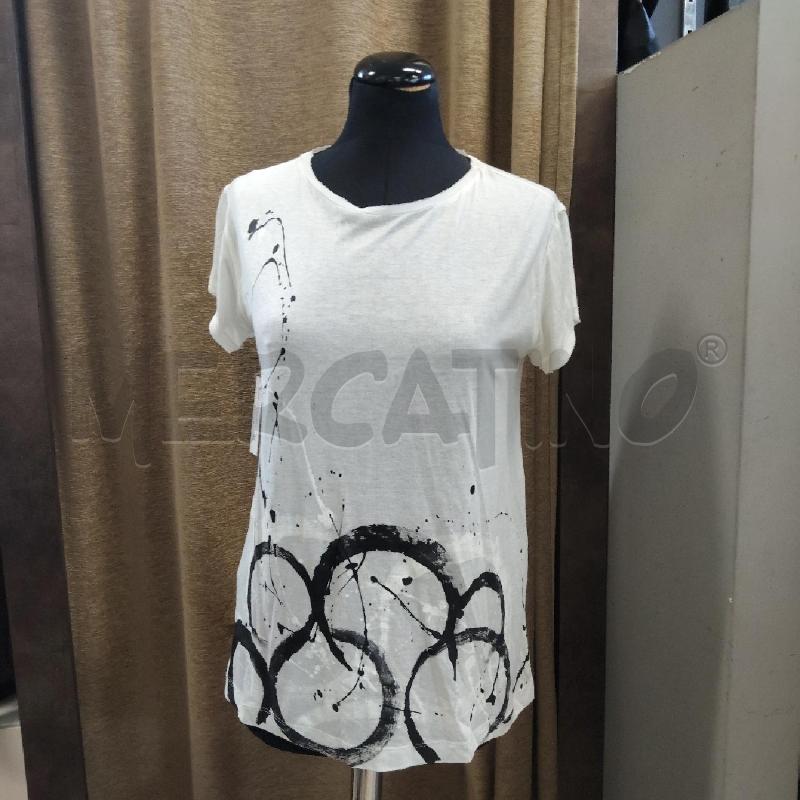 T SHIRT DONNA BIANCA CERCHI SCHIZZI NERI BIANCHI IBLUES  | Mercatino dell'Usato Domodossola 1