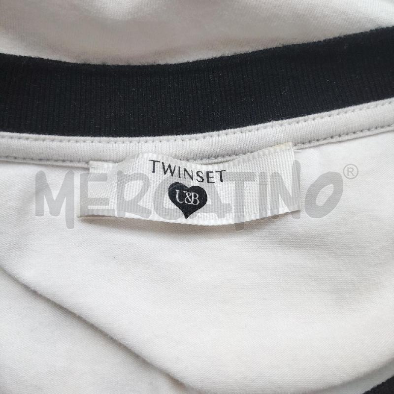 T SHIRT DONNA BIANCA SOPRA PARTE NERA GARZATA TWINSET  | Mercatino dell'Usato Domodossola 4
