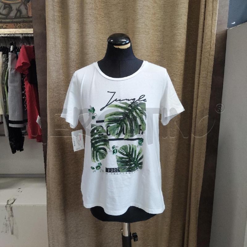 T SHIRT DONNA ELENA MIRO' BIANCA FOGLIE BRILLANTINI | Mercatino dell'Usato Domodossola 1