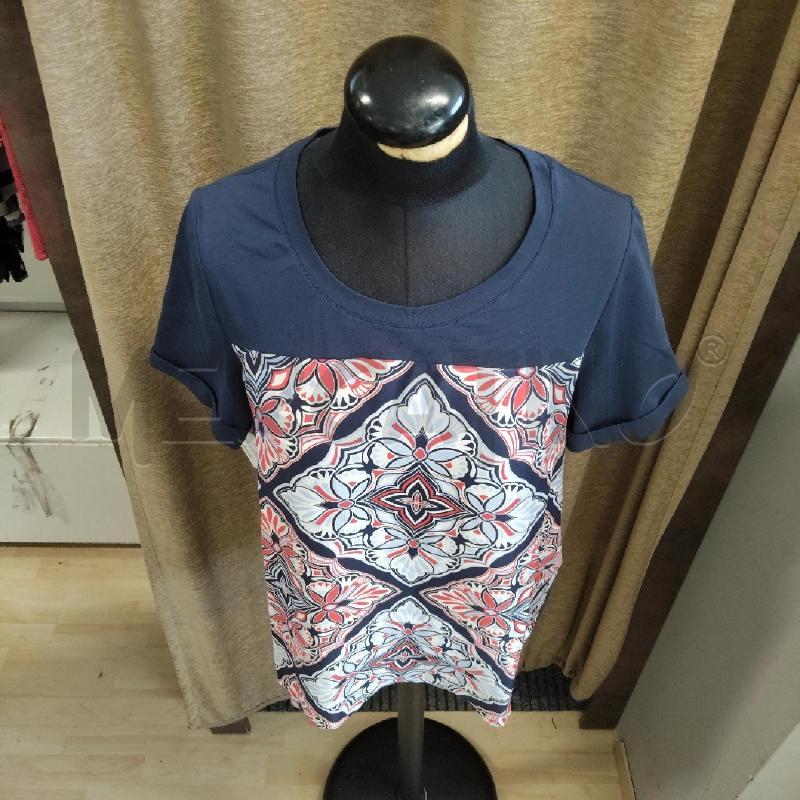 T SHIRT DONNA FIORELLA RUBINO BLU FIORI ROSSI BIANCHI  | Mercatino dell'Usato Domodossola 2
