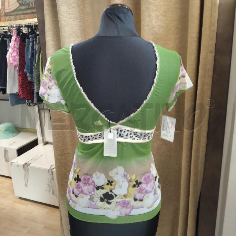 T SHIRT DONNA GARZATA VERDE FANTASIA FIORI ROBERTO CAVALLI  | Mercatino dell'Usato Domodossola 3