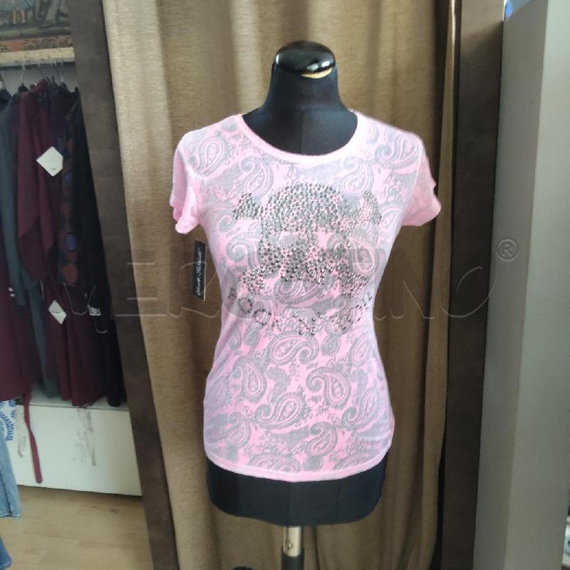 T SHIRT DONNA HAPPINESS ROSA FLUO TESCHIO | Mercatino dell'Usato Domodossola 1