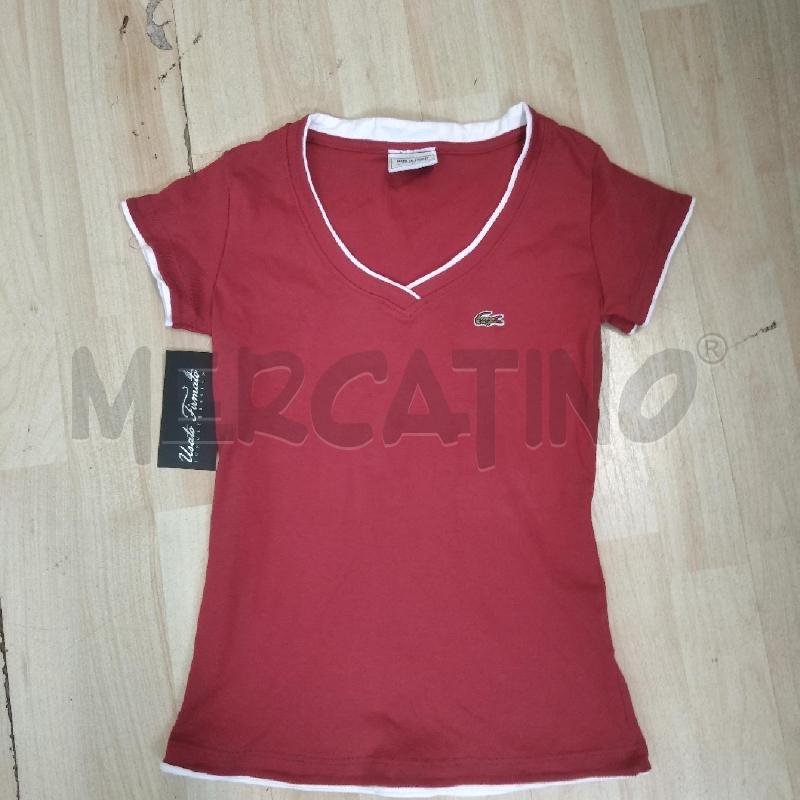 T SHIRT DONNA ROSSA BORDINI BIANCHI LACOSTE | Mercatino dell'Usato Domodossola 1
