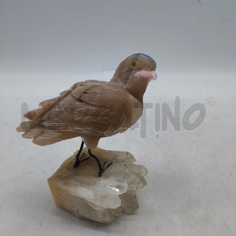 UCCELLO PUETRA DURA BASE QUARZO BECCO ROSA | Mercatino dell'Usato Domodossola 1